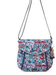 Foldover Crossbody Bag - Eco Twill - Crimson Enchanted Forest