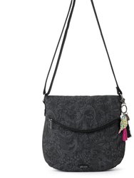 Foldover Crossbody Bag - Eco Twill - Black Tonal Spirit Desert