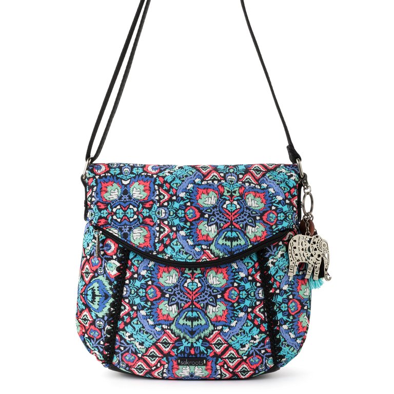 Foldover Crossbody Bag - Eco Twill - Multi Ikat World