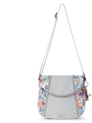 Foldover Crossbody Bag - Canvas - Aqua In Bloom