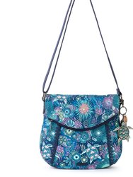 Foldover Crossbody Bag - Eco Twill - Royal Blue Seascape