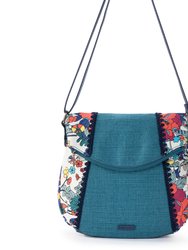 Foldover Crossbody Bag - Canvas - Lake Flower Power