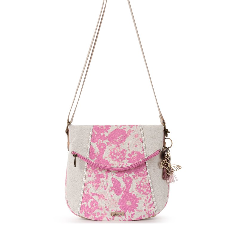 Foldover Crossbody Bag - Canvas - Rose In Bloom