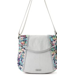 Foldover Crossbody Bag - Canvas - Navy Butterfly Bloom