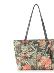 Metro Tote - Canvas - Charcoal Flower Power