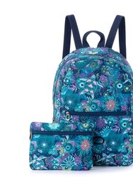 On The Go Packable Backpack - Royal Blue Seascape