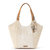 Roma Small Shopper - Straw - White Flower Blossom