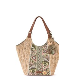 Roma Small Shopper - Straw - Olive Tapestry World