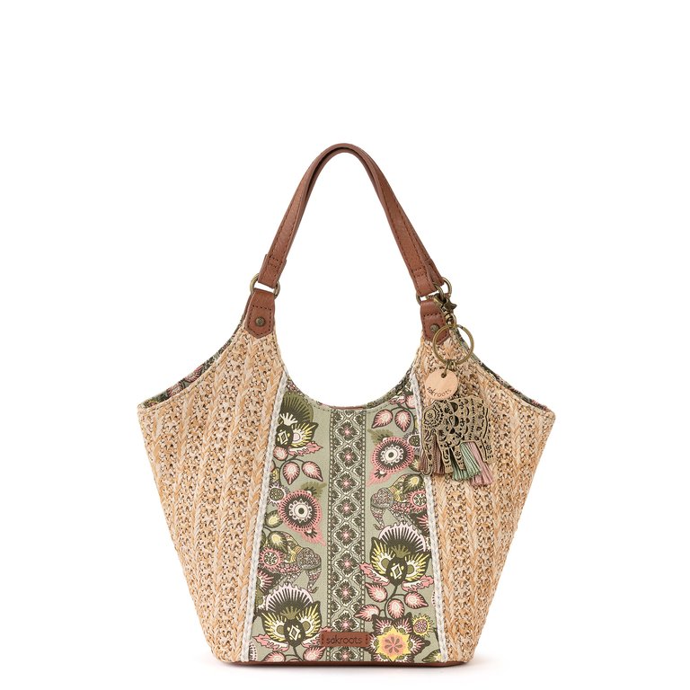 Roma Small Shopper - Straw - Olive Tapestry World