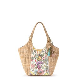Roma Small Shopper - Straw - Pinkberry In Bloom