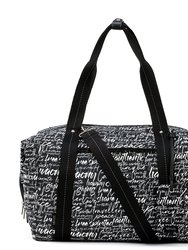 Weekender Duffel Bag - Eco Twill - Black and White Peace Script