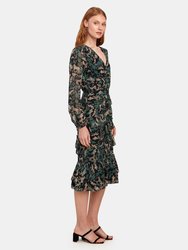 Alya Ruffled Silk Blend Lurex Midi Dress