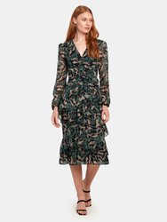 Alya Ruffled Silk Blend Lurex Midi Dress