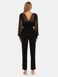 Bernadette Flocked Tulle and Crepe Jumpsuit