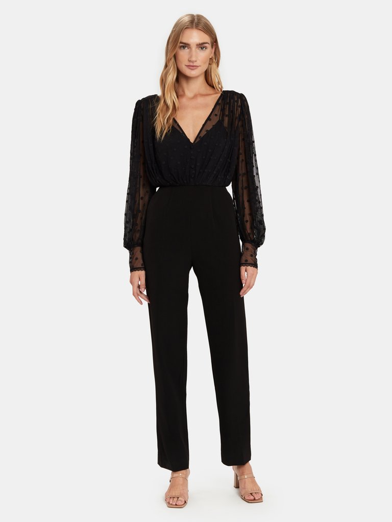 Bernadette Flocked Tulle and Crepe Jumpsuit