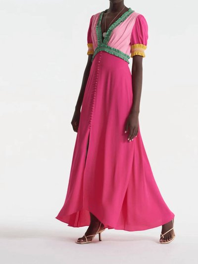 Saloni Lea Smocked Dress In Flamingo product