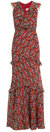 Women Silk Gerorgette Tiered Ruffled Maxi Dress 2020-Topaz