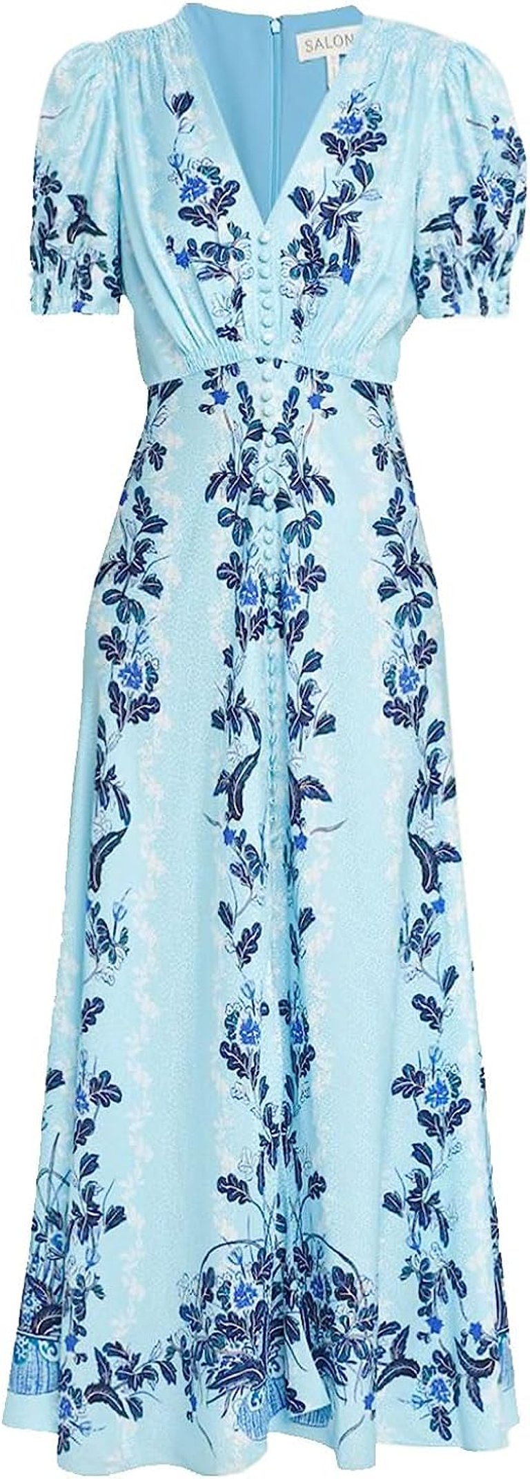Women's Lea Long Dress Dotty Stamped Satin Dress - Blue