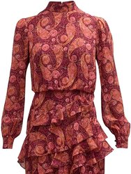 Women's Silk Georgette Midi Dress 2025 - Ruby Paisley