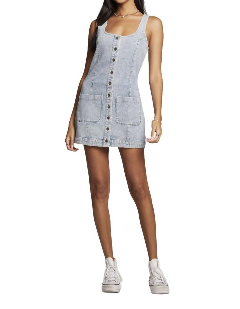 Marci Mini Dress In Stonewash Denim - Stonewash Denim