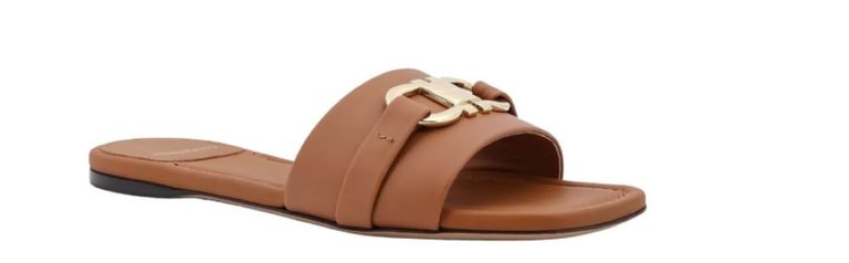 Women's Leah Flat Slides, Tan - Tan