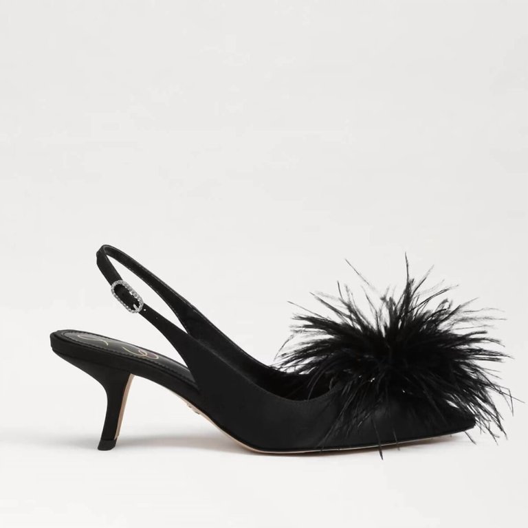 Bianka Feather Slingback Pump In Black - Black