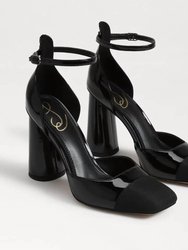 Cristine Ankle Strap Block Heel In Black Patent