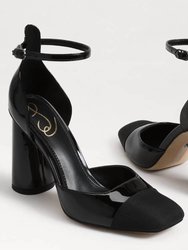Cristine Ankle Strap Block Heel In Black Patent - Black Patent