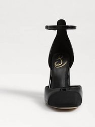 Cristine Ankle Strap Block Heel In Black Patent