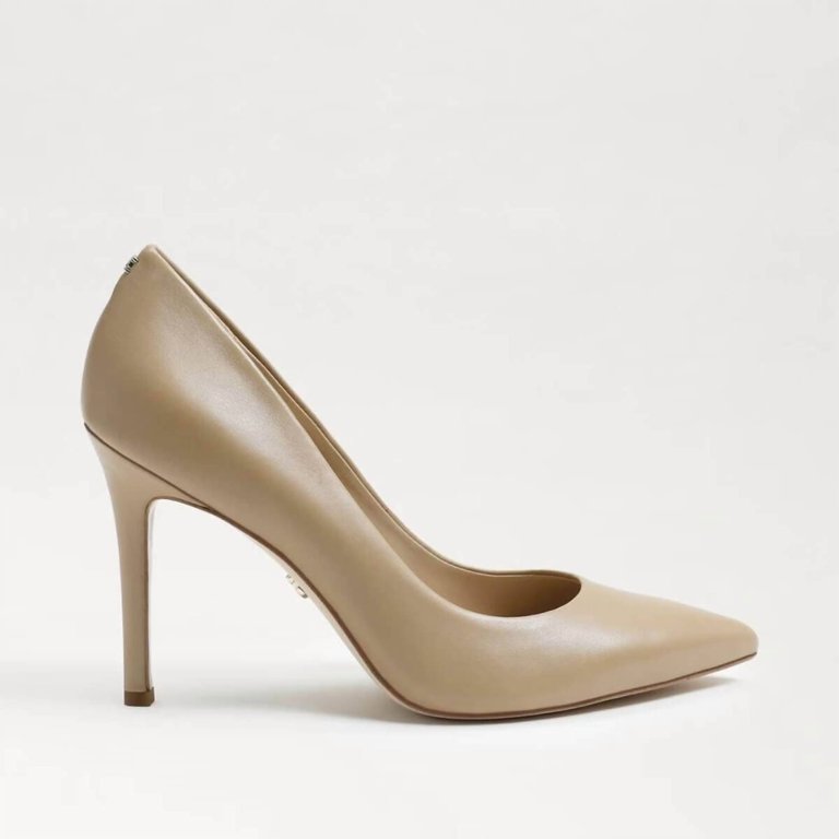 Hazel Pointed Toe Pump In Soft Beige Leather - Soft Beige Leather