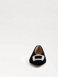 Janina Luster Pointed Toe Flat In Black Velvet