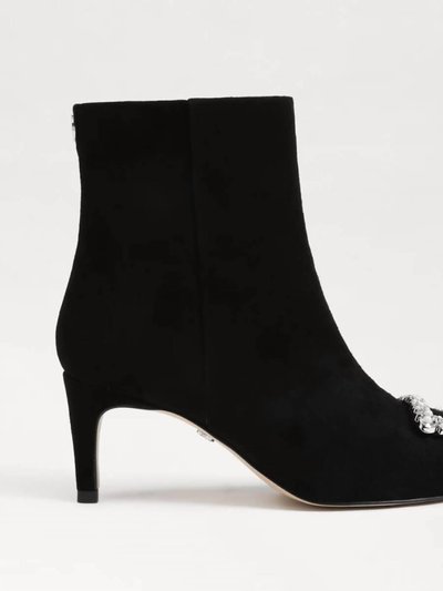 Sam Edelman Ulissa Luster Imitation Pearl Pointed Toe Bootie In Black Suede product