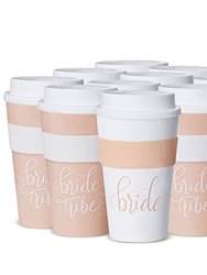 11 Piece Set Of Blush Pink And White Coffee Cups For Bachelorette Parties, Bridal Showers And Weddings