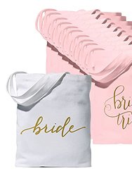 11 Piece Set of Bride And Bride Tribe/Bridesmaid Tote Bags