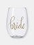 16 oz. Bride Durable Plastic Stemless Wine Cups - White