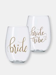 16 oz. Bride Tribe Durable Plastic Stemless Wine Cups