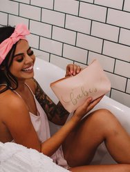 Blush Pink Bride Tribe Faux Leather Makeup Bag