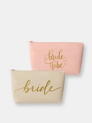 Blush Pink Bride Tribe Faux Leather Makeup Bag