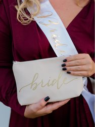 Blush Pink Bridesmaid Faux Leather Makeup Bag