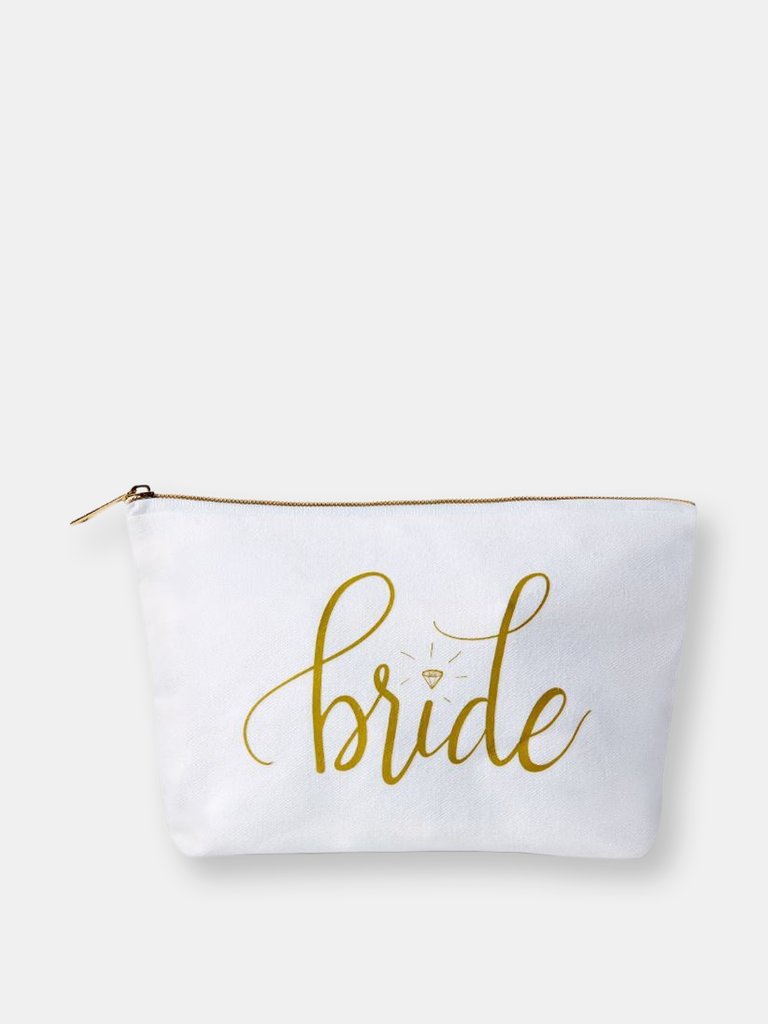 Bride Canvas Makeup Bag - Diamond Logo - White