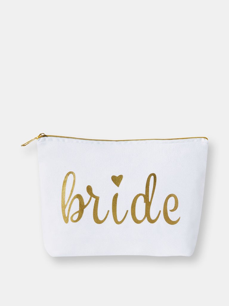 Bride Canvas Makeup Bag - Heart Logo - White