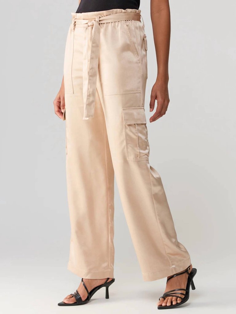 All Tied Up High Rise Cargo Pant In Moonlight Beige