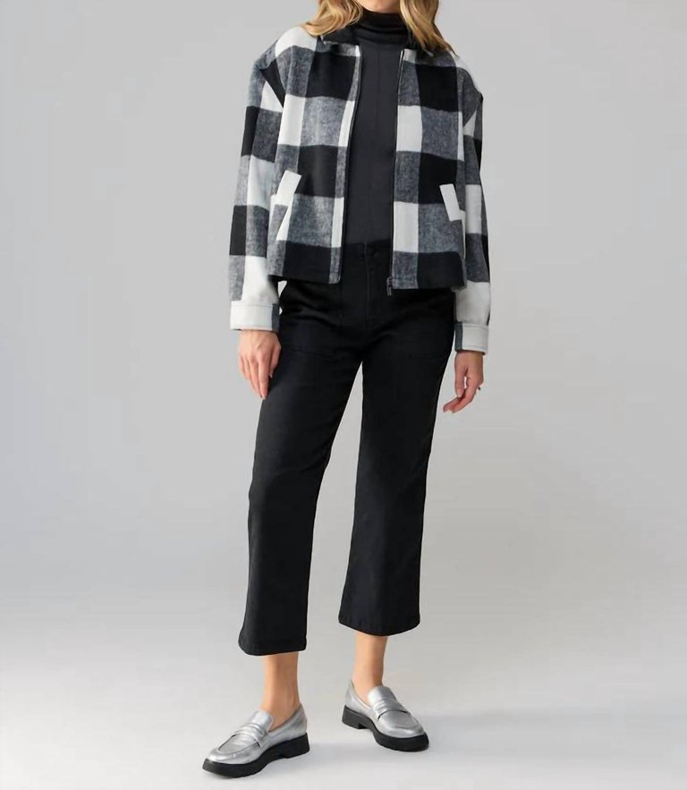 Cropped Boy Shirt Zip Up Jacket - Checkmate