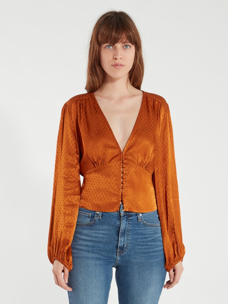 Mercury Rising Balloon Sleeve Top - Earthstone