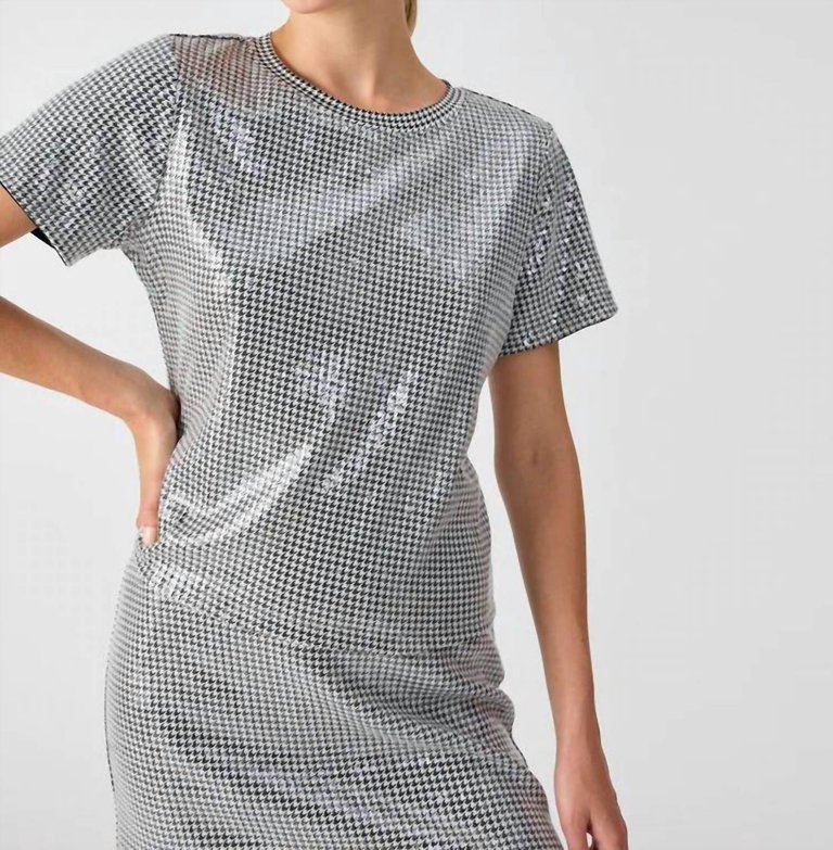 Perfect Sequin Tee - Micro Houndstooth