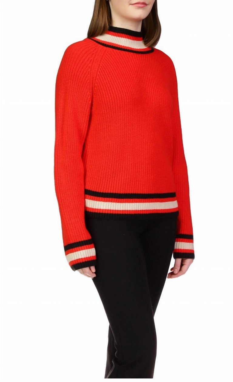 Sporty Stripe Sweater - Red/Multi Pattern