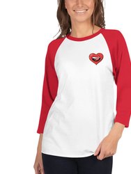 Naughty Raglan Sleeves T-Shirt For Women  - White/Red