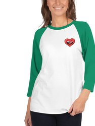 Naughty Raglan Sleeves T-Shirt For Women  - White/Darkgreen