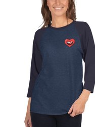 Naughty Raglan Sleeves T-Shirt For Women  -  Navy/Denim