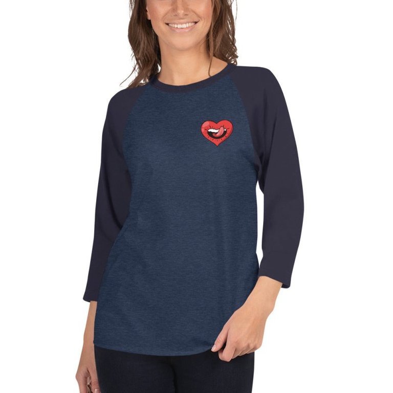 Naughty Raglan Sleeves T-Shirt For Women  -  Navy/Denim